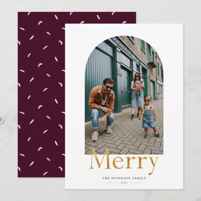 Gold Merry Arch Frame Photo Christmas (Front/Back)