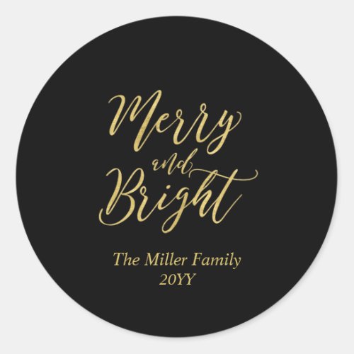 Gold Merry  Bright Christmas Holiday Sticker