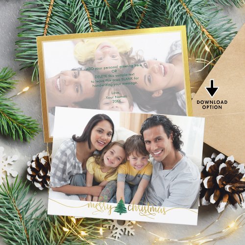 Gold Merry Christmas 2_Photo Frosted Overlay Back Holiday Card