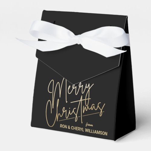 Gold Merry Christmas Black Favor Boxes