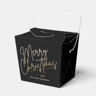 Gold Merry Christmas Black Favor Boxes
