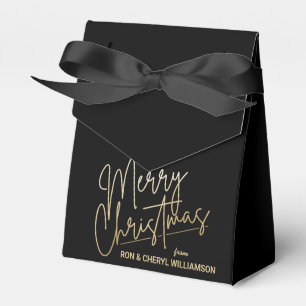 Gold Merry Christmas Black Favor Boxes