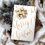 Gold Merry Christmas Calligraphy Holiday Wrapping Paper<br><div class="desc">Christmas gift wrapping paper feature modern calligraphy merry Christmas script in faux gold color and white.</div>