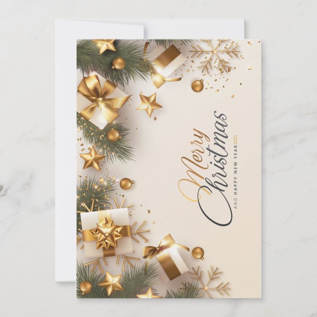 Gold merry Christmas card  (Front)