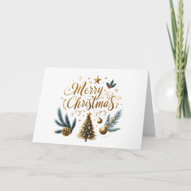 Gold Merry Christmas Card (Front)