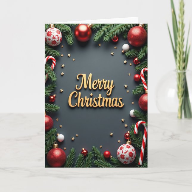 Gold Merry Christmas Card (Front)