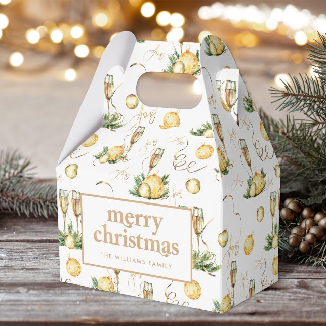 Gold Merry Christmas  Favor Boxes (Creator Uploaded)