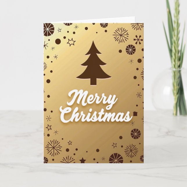 Gold Merry Christmas Greeting Card (Front)