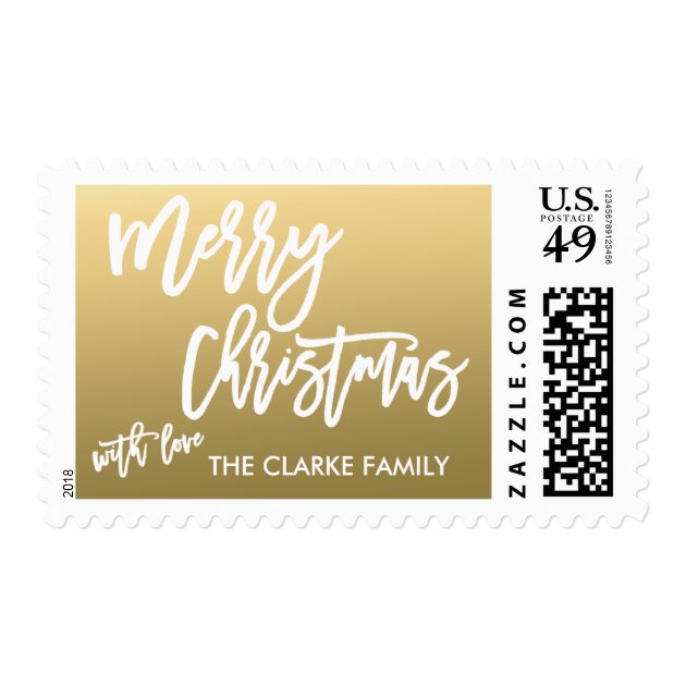 Gold Merry Christmas | Holiday Postage