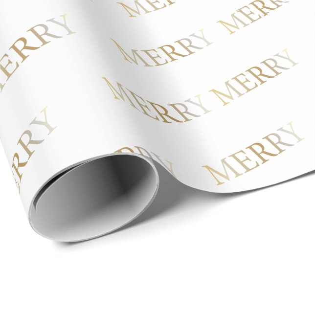 Gold Merry Christmas Holiday Wrapping Paper (Roll Corner)