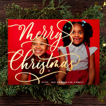 Gold Merry | Christmas Lettering Family Photo Foil Holiday Card<br><div class="desc">Gold Merry | Christmas Lettering Family Photo Foil Holiday Card
*real foil</div>