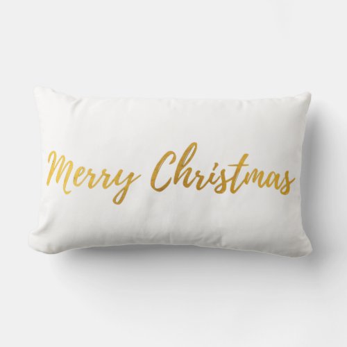 Gold Merry Christmas Lumbar Pillow