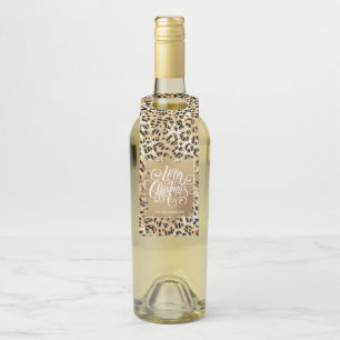 Gold Merry Christmas on Leopard Bottle Hanger Tag