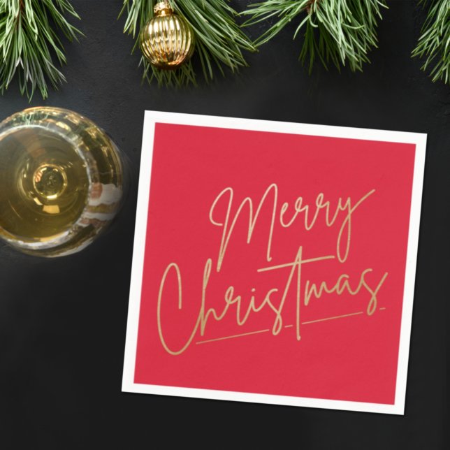 Gold Merry Christmas on Red Napkins (Creator Uploaded)
