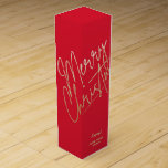 Gold Merry Christmas on Red Wine Box<br><div class="desc">Merry Christmas in a faux gold foil script and your names in chic lettering,  this red wine bottle gift box is a stylish way to package wine Christmas gifts. MATCHING items in our collection.</div>