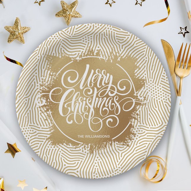 Gold Merry Christmas Paper Plates (Creator Uploaded)