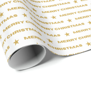 Gold Merry Christmas pattern Wrapping Paper