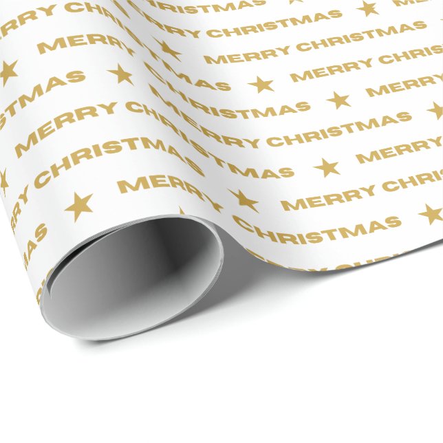 Gold Merry Christmas pattern  Wrapping Paper (Roll Corner)