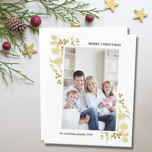 Gold Merry Christmas Photo Card