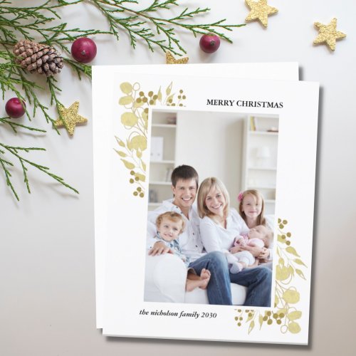 Gold Merry Christmas Photo Card