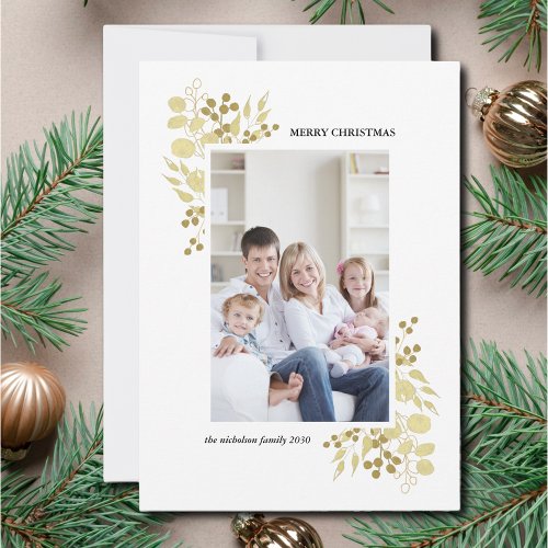 Gold Merry Christmas Photo Card