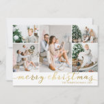 Gold Merry Christmas Photo Card Five Pictures<br><div class="desc">Use our faux gold foil "Merry Christmas" photo Christmas cards with five pictures and to wish your friends and family a merry Christmas. BONUS: The patterned backer can be changed to a different pattern and color. Go to the "Personalize This Template" section then click the "Click to Customize Further" at...</div>