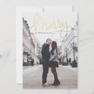 Gold Merry Christmas Photo Cards