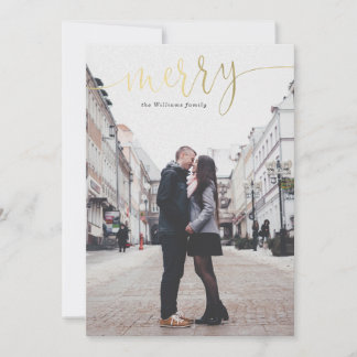 Gold Merry Christmas Photo Cards