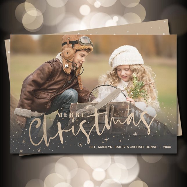 Gold Merry Christmas Photo Holiday Card (Creator Uploaded)