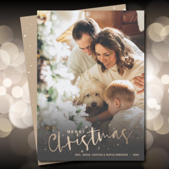 Gold Merry Christmas Photo Holiday Card (Creator Uploaded)
