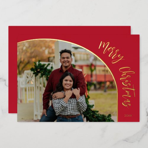 Gold Merry Christmas Script Foil Holiday Card
