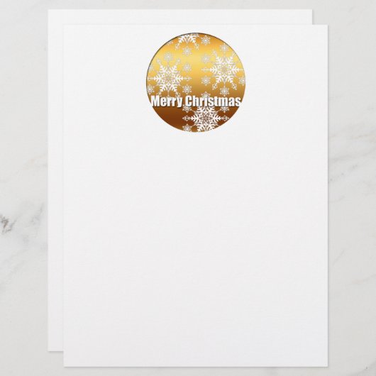 Gold Merry Christmas Snowflakes - (Front/Back)