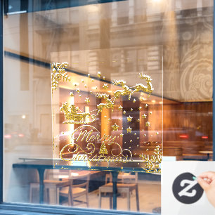 Gold Merry Christmas Snowflakes, Happy New Year Window Cling