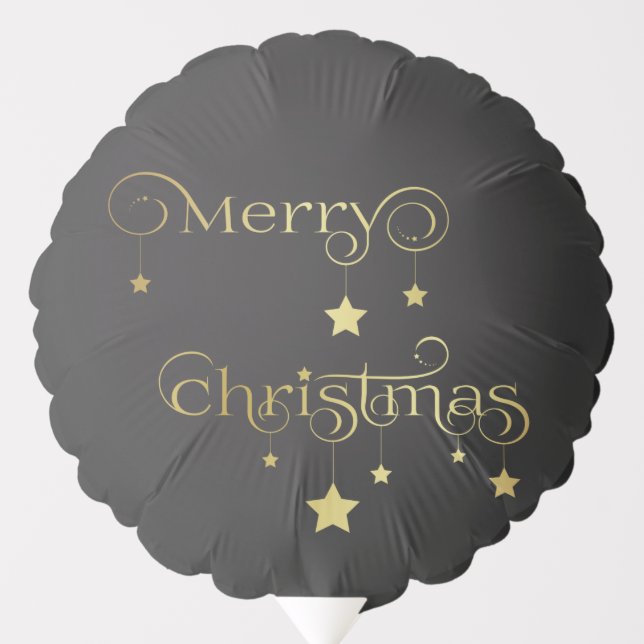 Gold Merry Christmas Stars Balloon (Front)