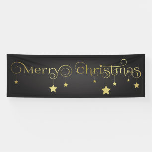 Gold Merry Christmas Stars Banner