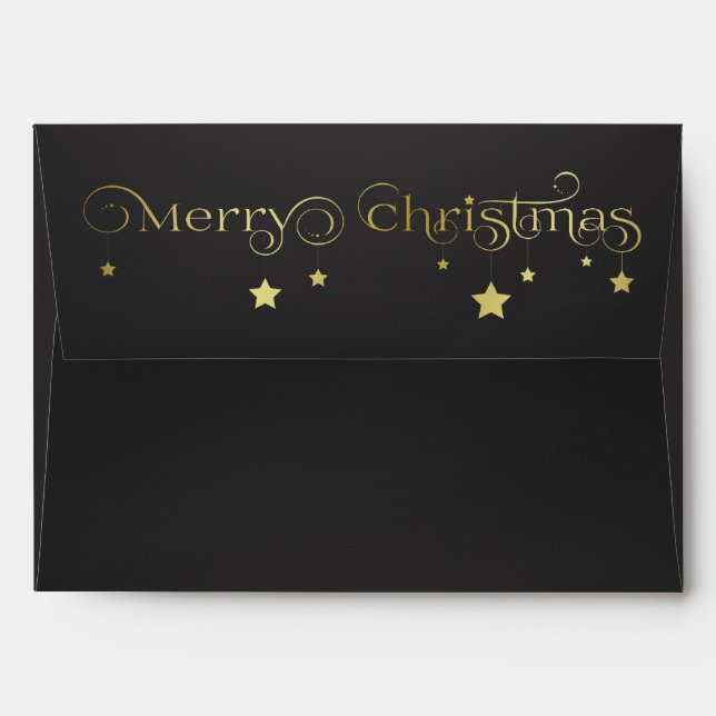Gold Merry Christmas Stars Envelope (Back (Top Flap))