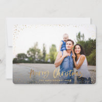 Gold merry Christmas stars photo holiday card