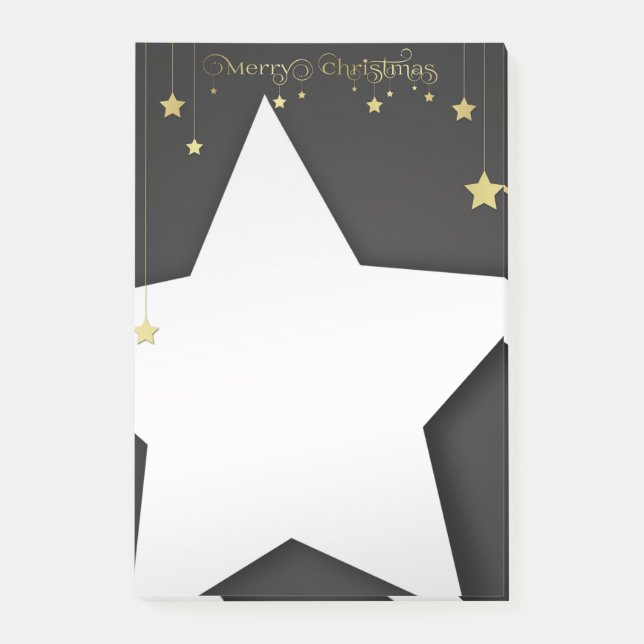 Gold Merry Christmas Stars Post-it Notes (Front)