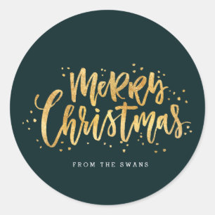 Gold Merry Christmas Sticker