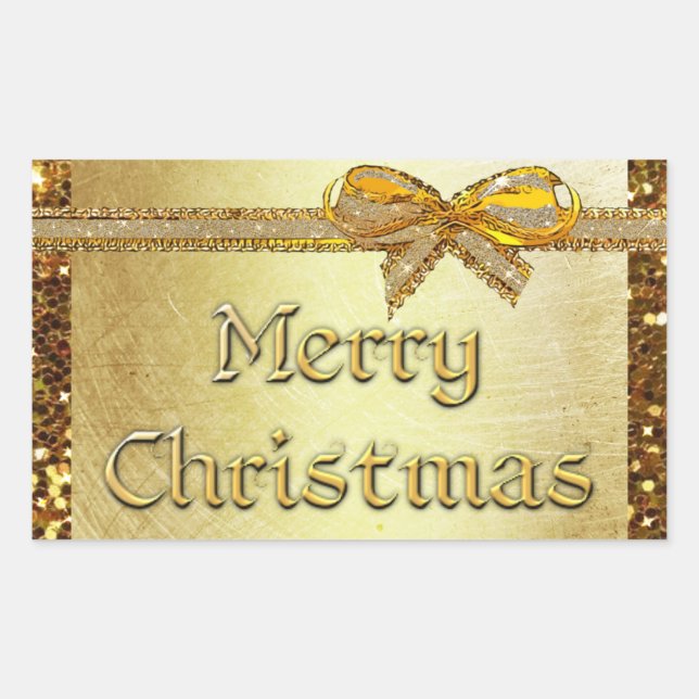 Gold  Merry Christmas Sticker (Front)