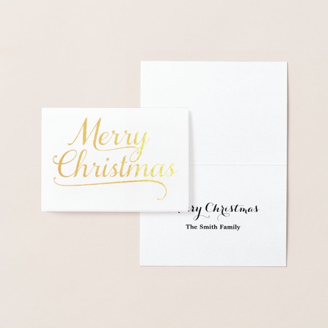 Gold Merry Christmas Word Art Foil Card (Display)
