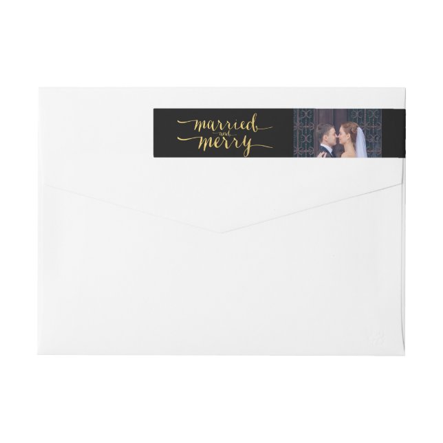Gold Merry & Married | Holiday Wraparound Label (Back)