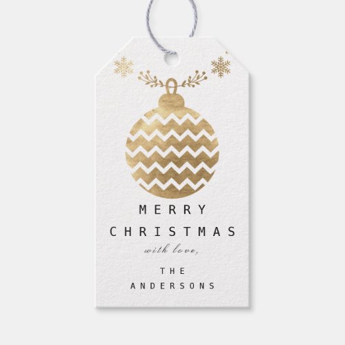 Gold Merry To Holidays Christmas Baubles Lux White Gift Tags