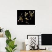 Gold Metal Abstract Scorpions Art Poster (Home Office)