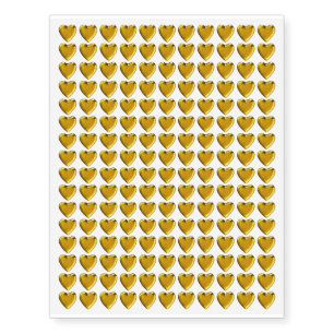 Gold Metal Affect Heart Design Temporary Tattoos