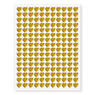 Gold Metal Affect Heart Design Temporary Tattoos