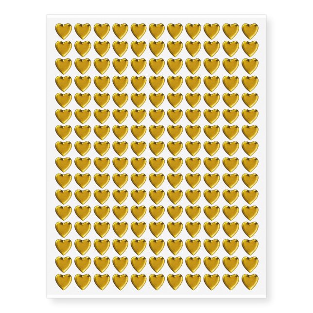 Gold Metal Affect Heart Design Temporary Tattoos (Front)