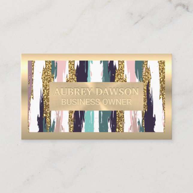 Gold Metal | Artistic Brush Stroke Business Card (Front)