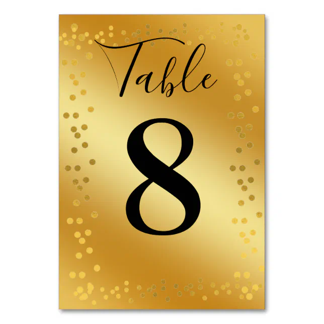 gold metal background with glitters,custom table number | Zazzle