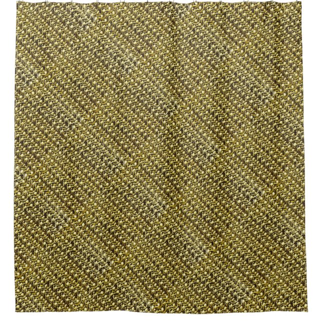 Gold Metal Chain Mail Metallic Medieval Armor Shower Curtain (Front)